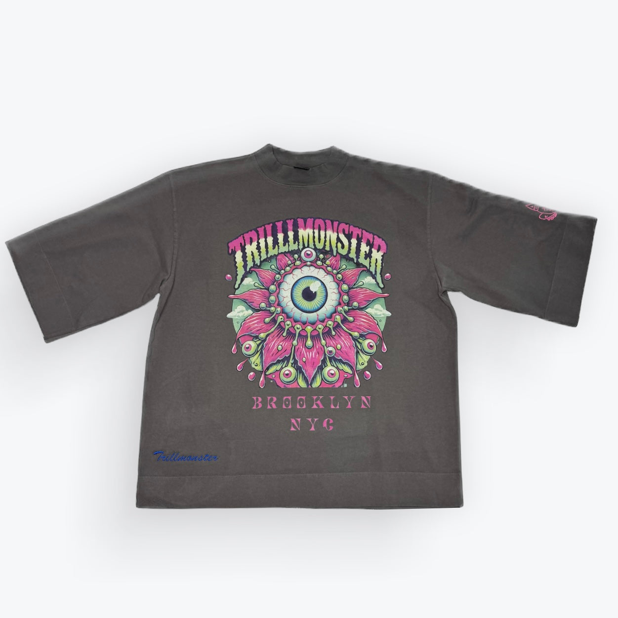 TM Brooklyn NYC Blooming Eye Flower Dark Grey Classic Oversized Tee